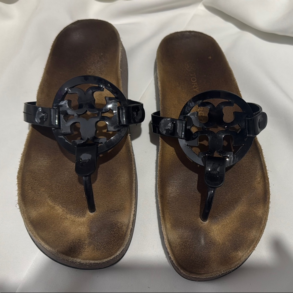Tory Burch Black Sandals with Cutout Pattern